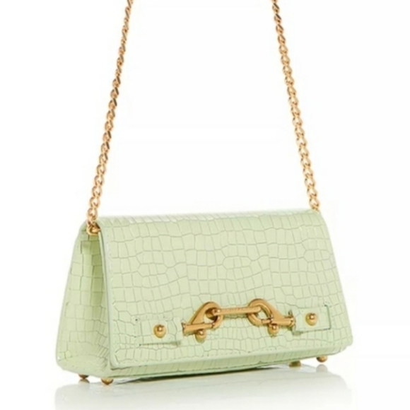 💖REBECCA MINKOFF Lou Mint Green Croc-Embossed Crossbody Bag NWT - Picture 9 of 17